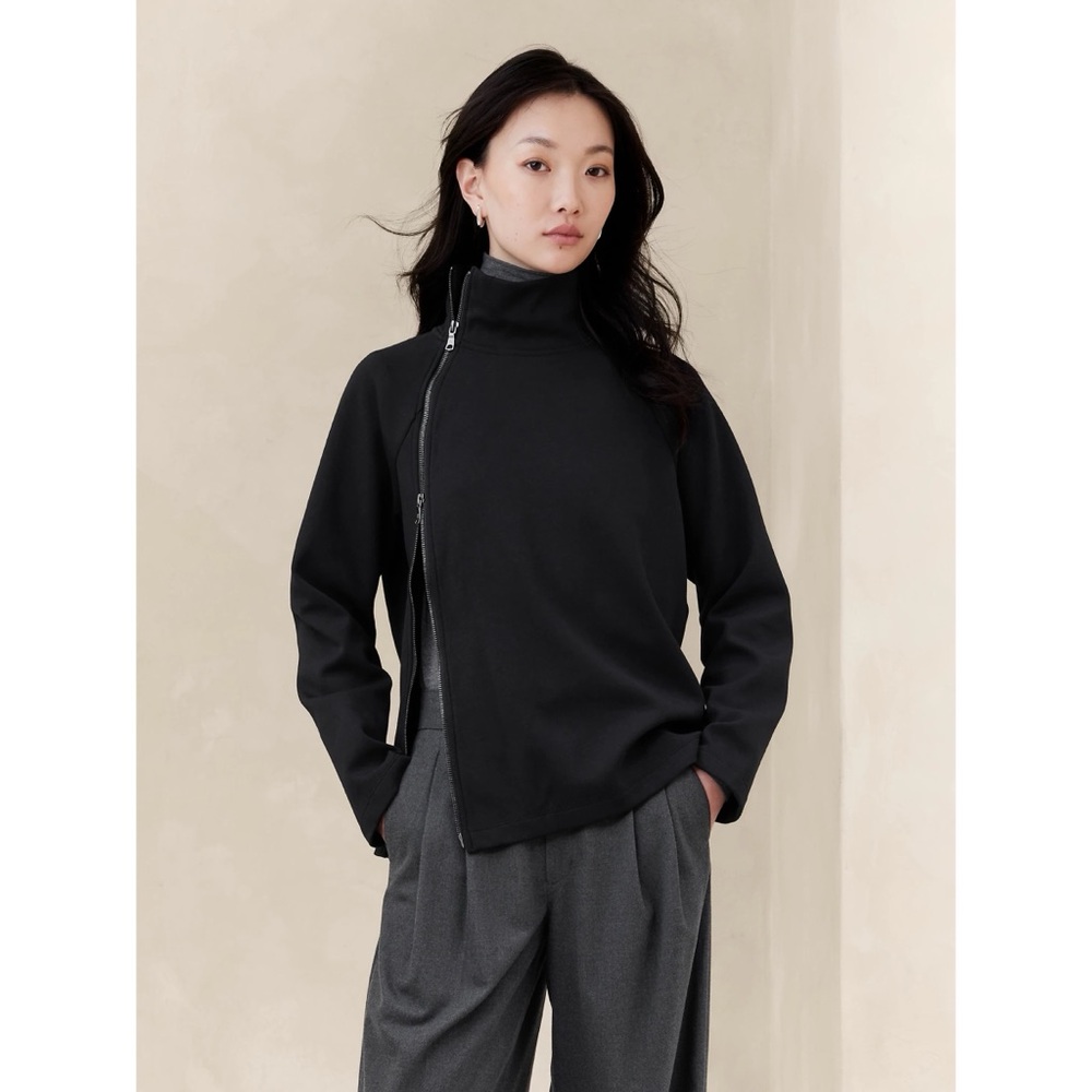Banana Republic Factory Two-Way Zipper Sweatshirt in Black